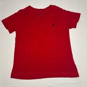 Boys Red Short Sleeve V-Neck T-Shirt